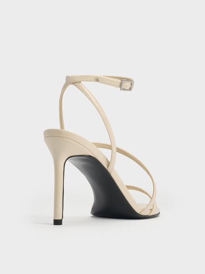 Andricia Patent Strappy Stiletto Sandals - Chalk | CHARLES & KEITH