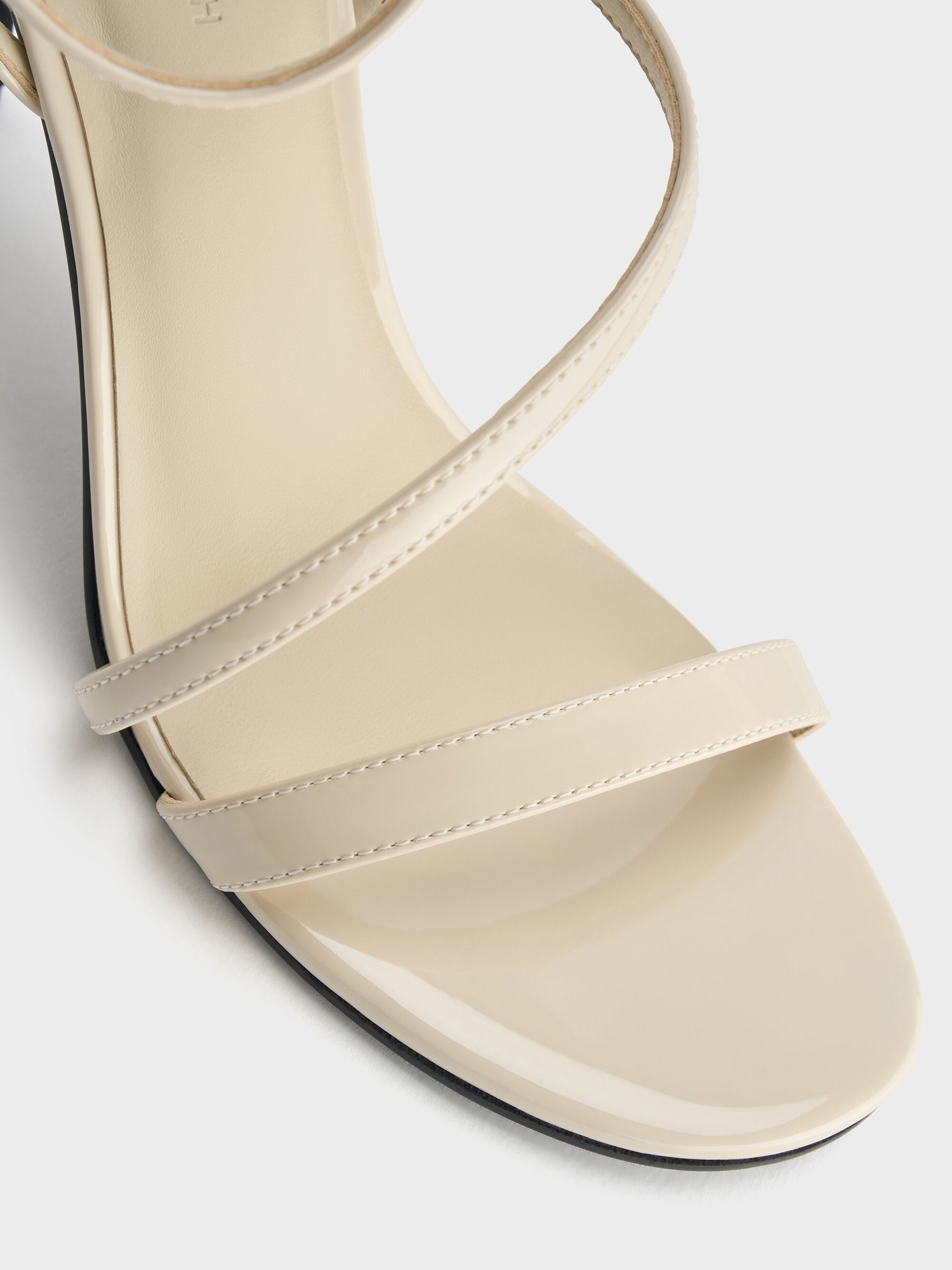 Andricia Patent Strappy Stiletto Sandals - Chalk | CHARLES & KEITH