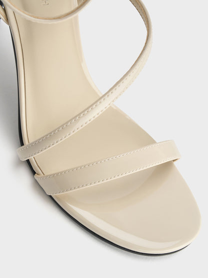 Andricia Patent Strappy Stiletto Sandals - Chalk | CHARLES & KEITH