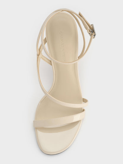 Andricia Patent Strappy Stiletto Sandals - Chalk | CHARLES & KEITH