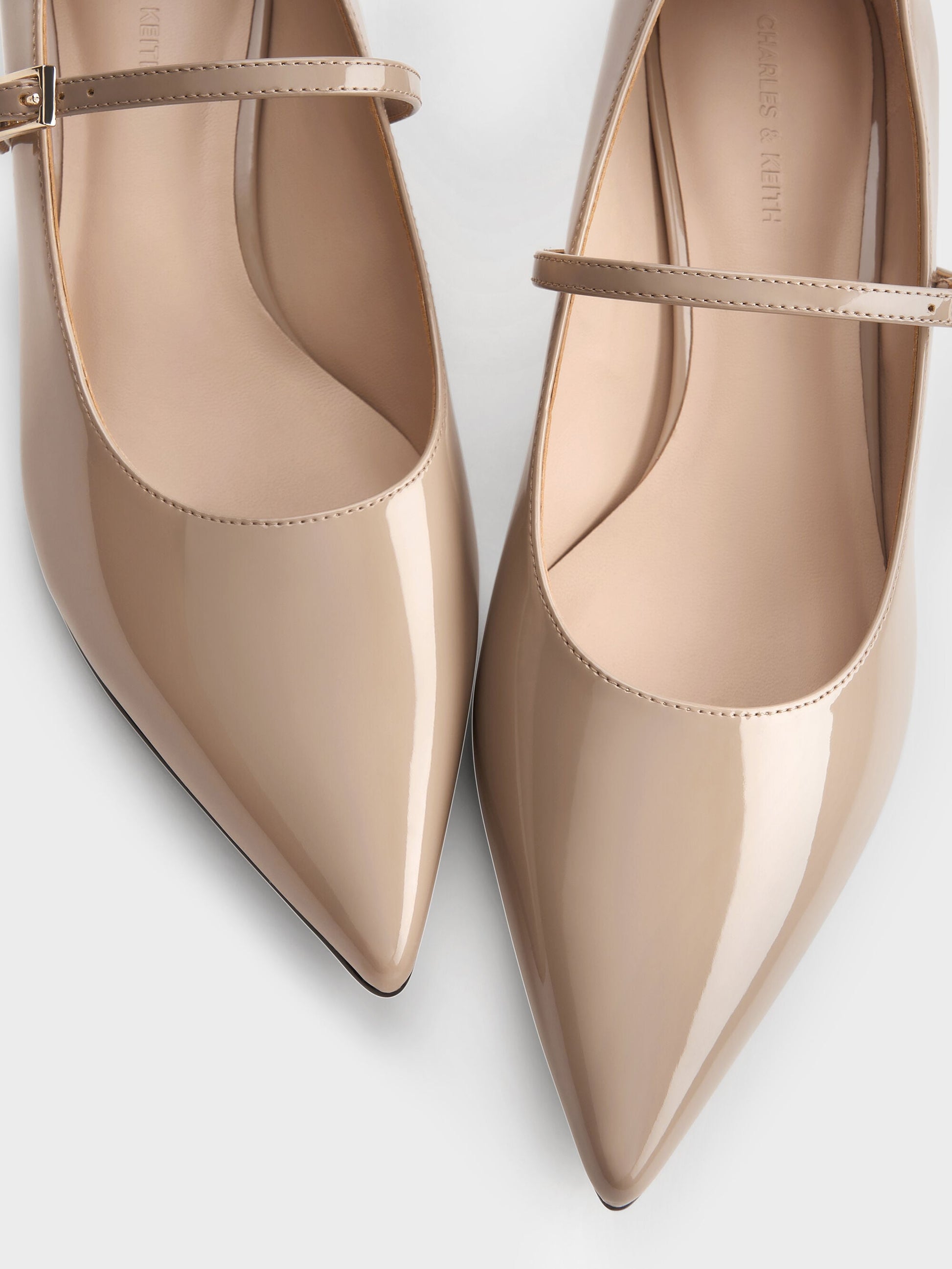 Luciana Patent Mary Jane Pumps - Taupe | CHARLES & KEITH
