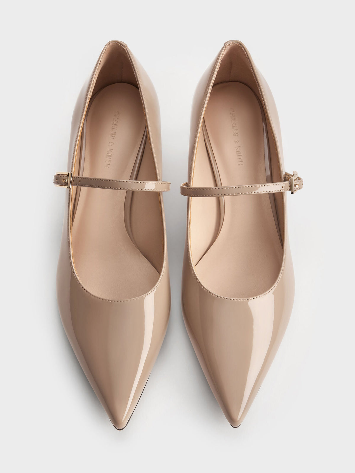 Luciana Patent Mary Jane Pumps - Taupe | CHARLES & KEITH