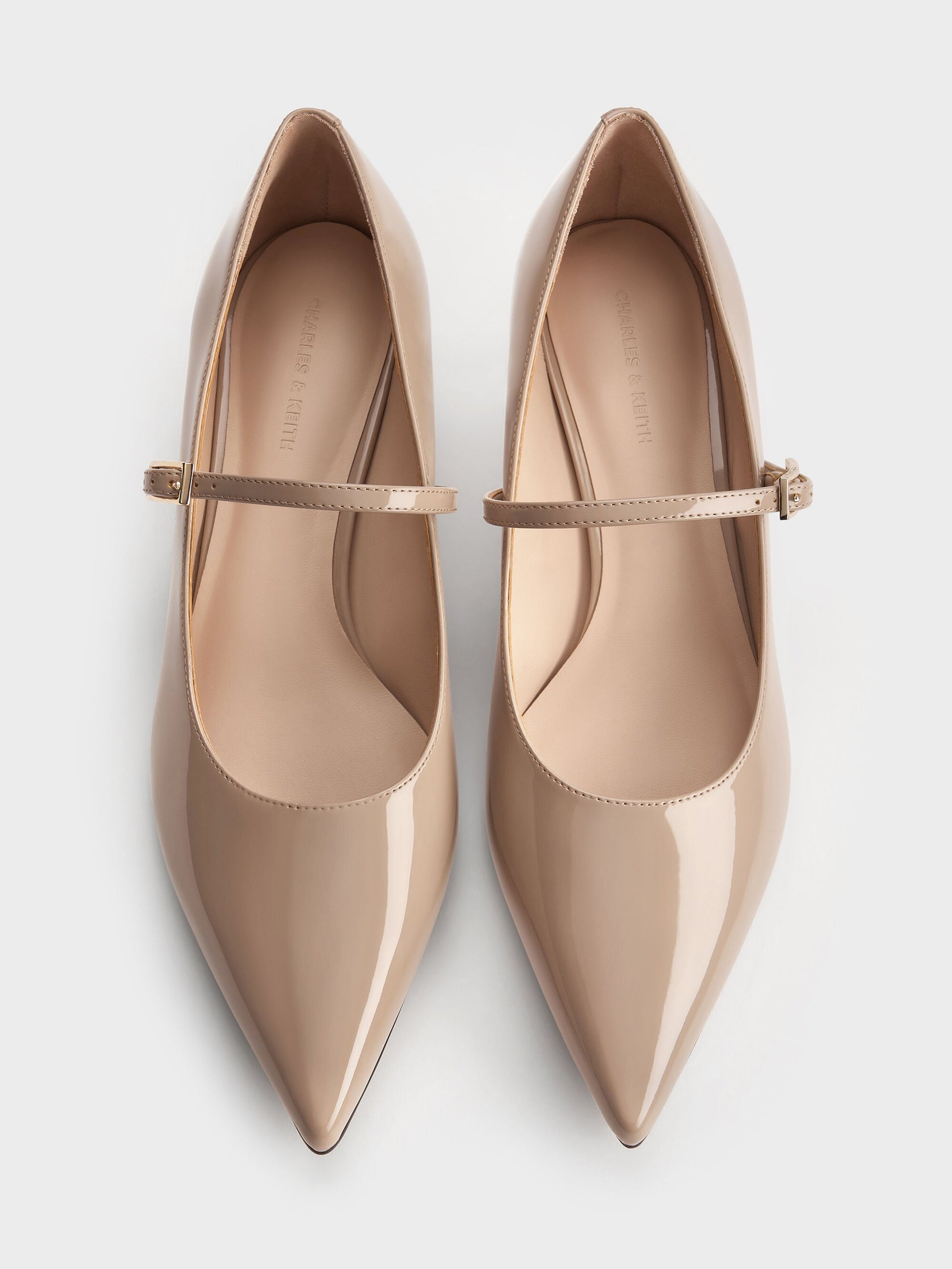 Luciana Patent Mary Jane Pumps - Taupe | CHARLES & KEITH