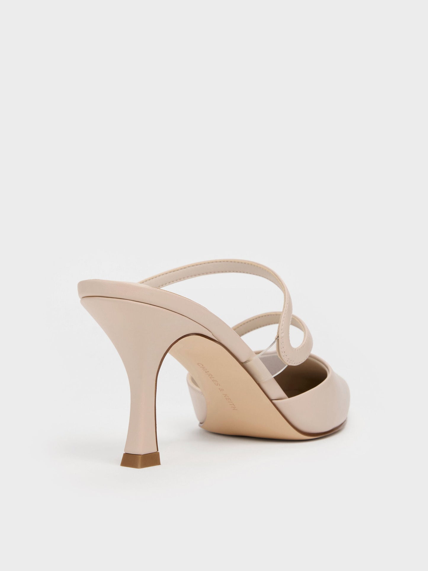 Arden Pointed Wavy Heeled Mules - Light Pink | CHARLES & KEITH