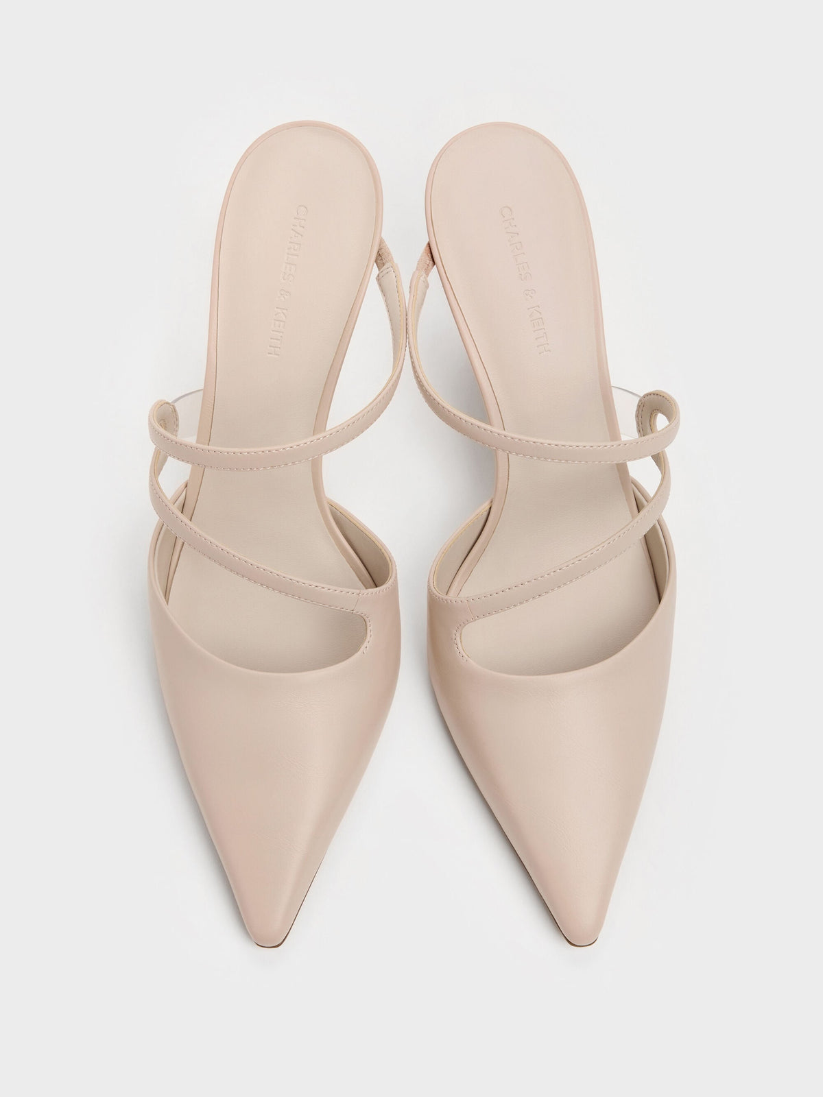 Arden Pointed Wavy Heeled Mules - Light Pink | CHARLES & KEITH