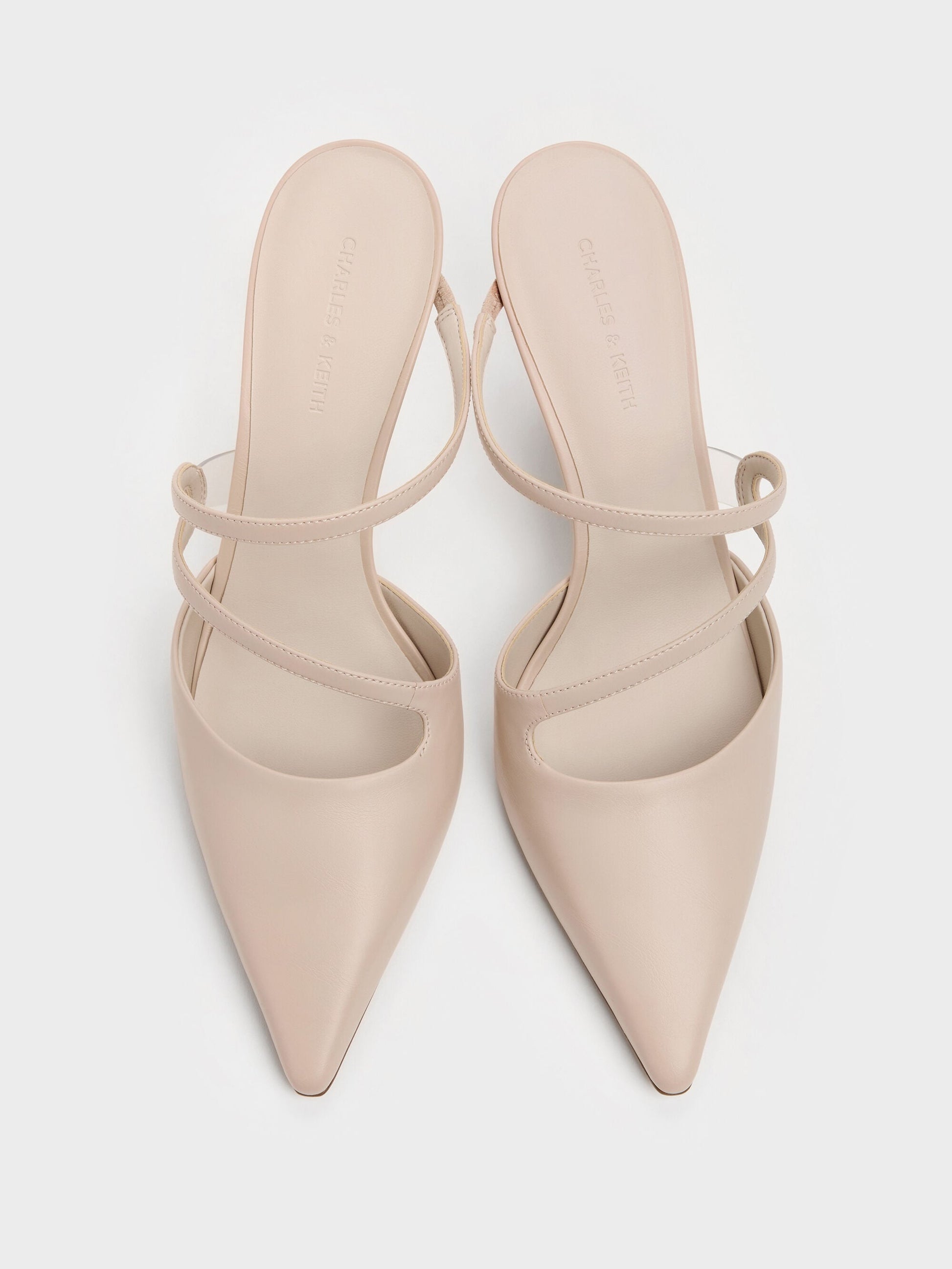 Arden Pointed Wavy Heeled Mules - Light Pink | CHARLES & KEITH