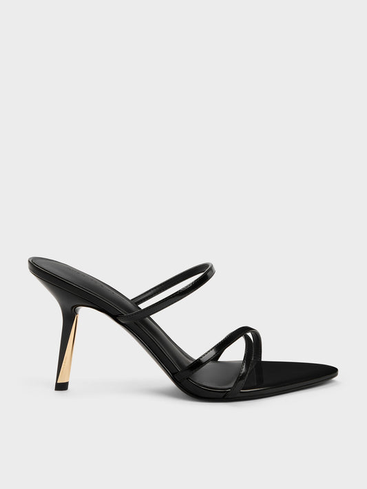 Taylen Strappy Heeled Mules - Black Box | CHARLES & KEITH
