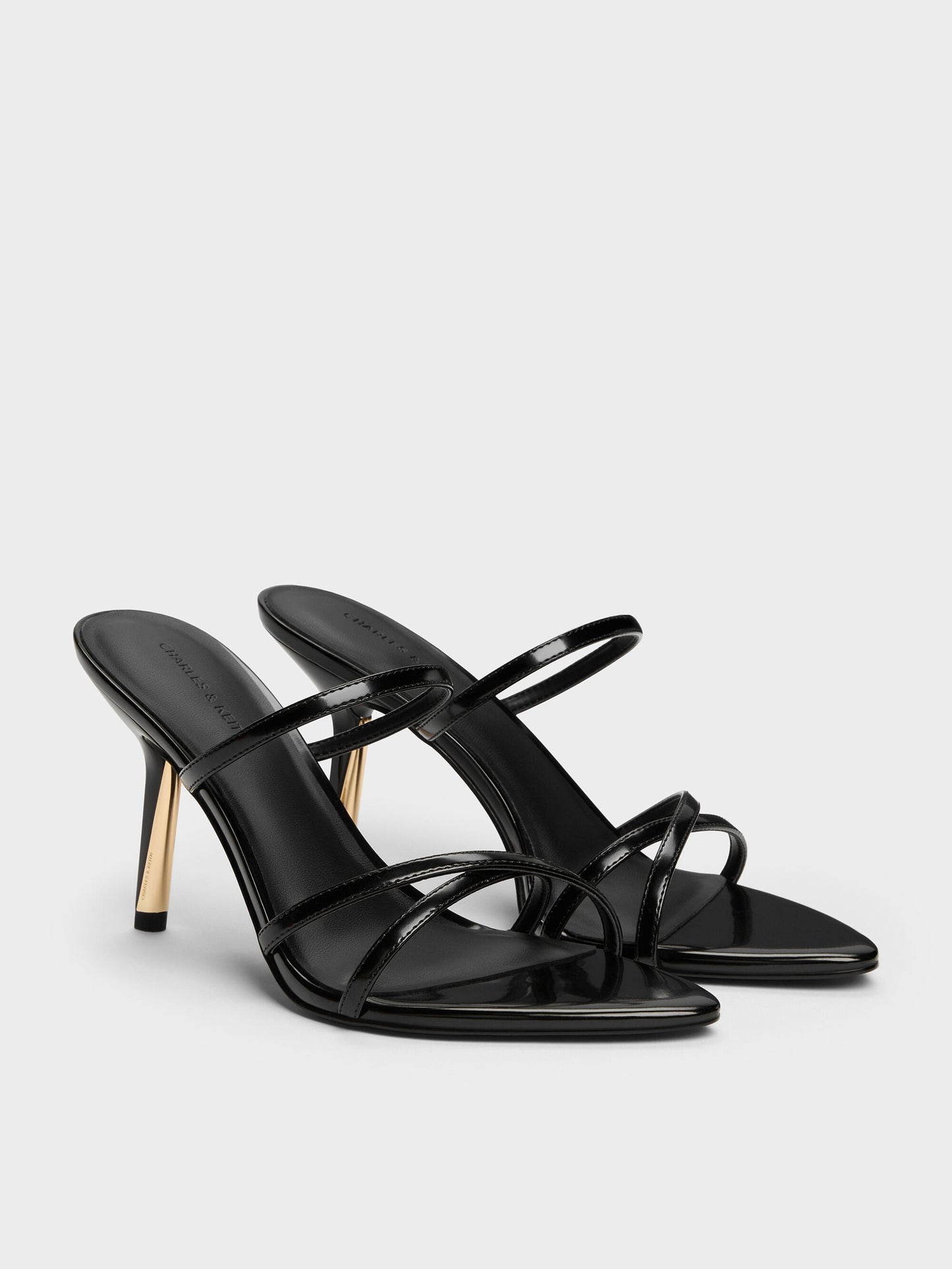 Taylen Strappy Heeled Mules - Black Box | CHARLES & KEITH
