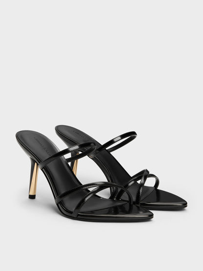 Taylen Strappy Heeled Mules - Black Box | CHARLES & KEITH