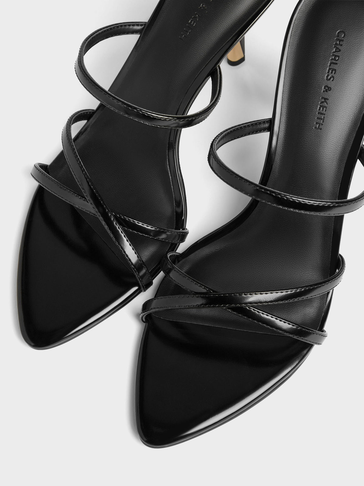 Taylen Strappy Heeled Mules - Black Box | CHARLES & KEITH
