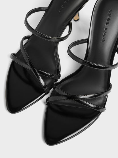 Taylen Strappy Heeled Mules - Black Box | CHARLES & KEITH