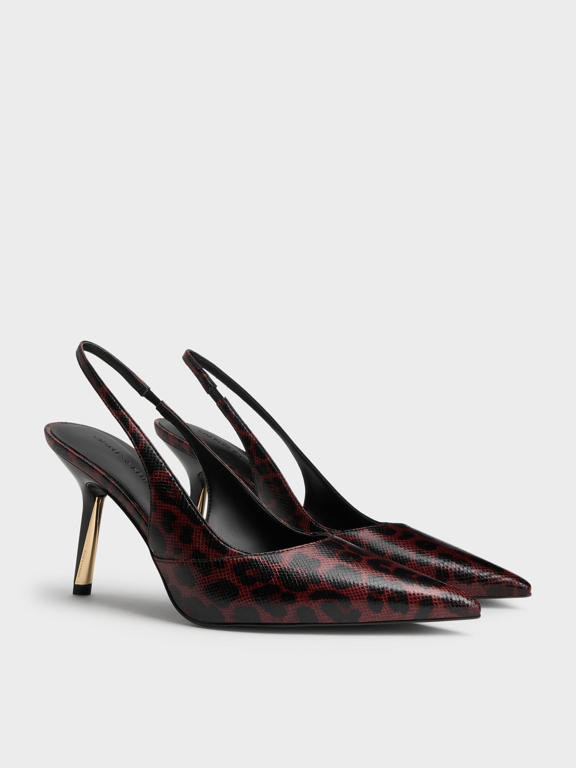 Taylen Leopard-Print Slingback Pumps - Animal Print Burgundy | CHARLES & KEITH