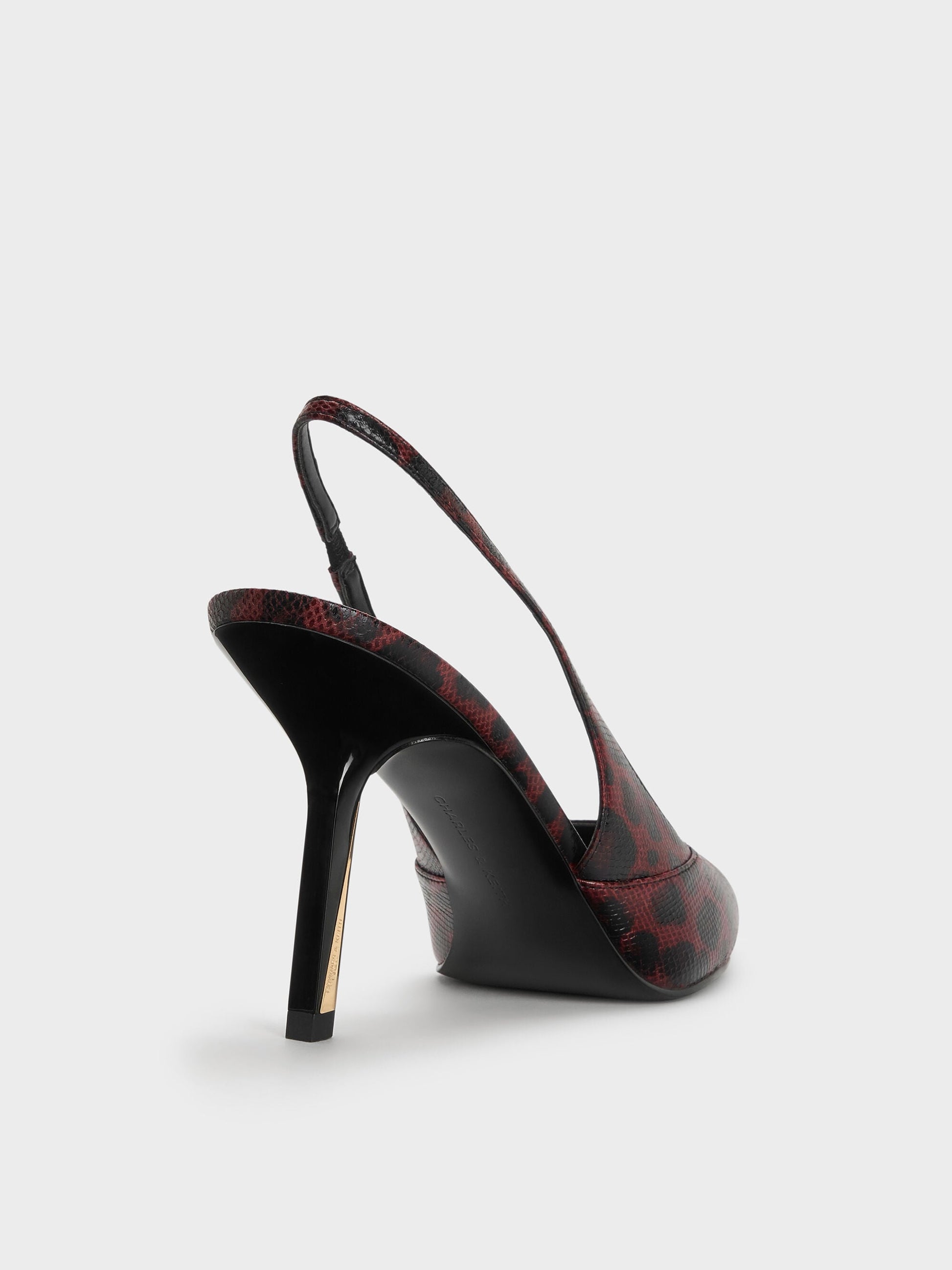 Taylen Leopard-Print Slingback Pumps - Animal Print Burgundy | CHARLES & KEITH
