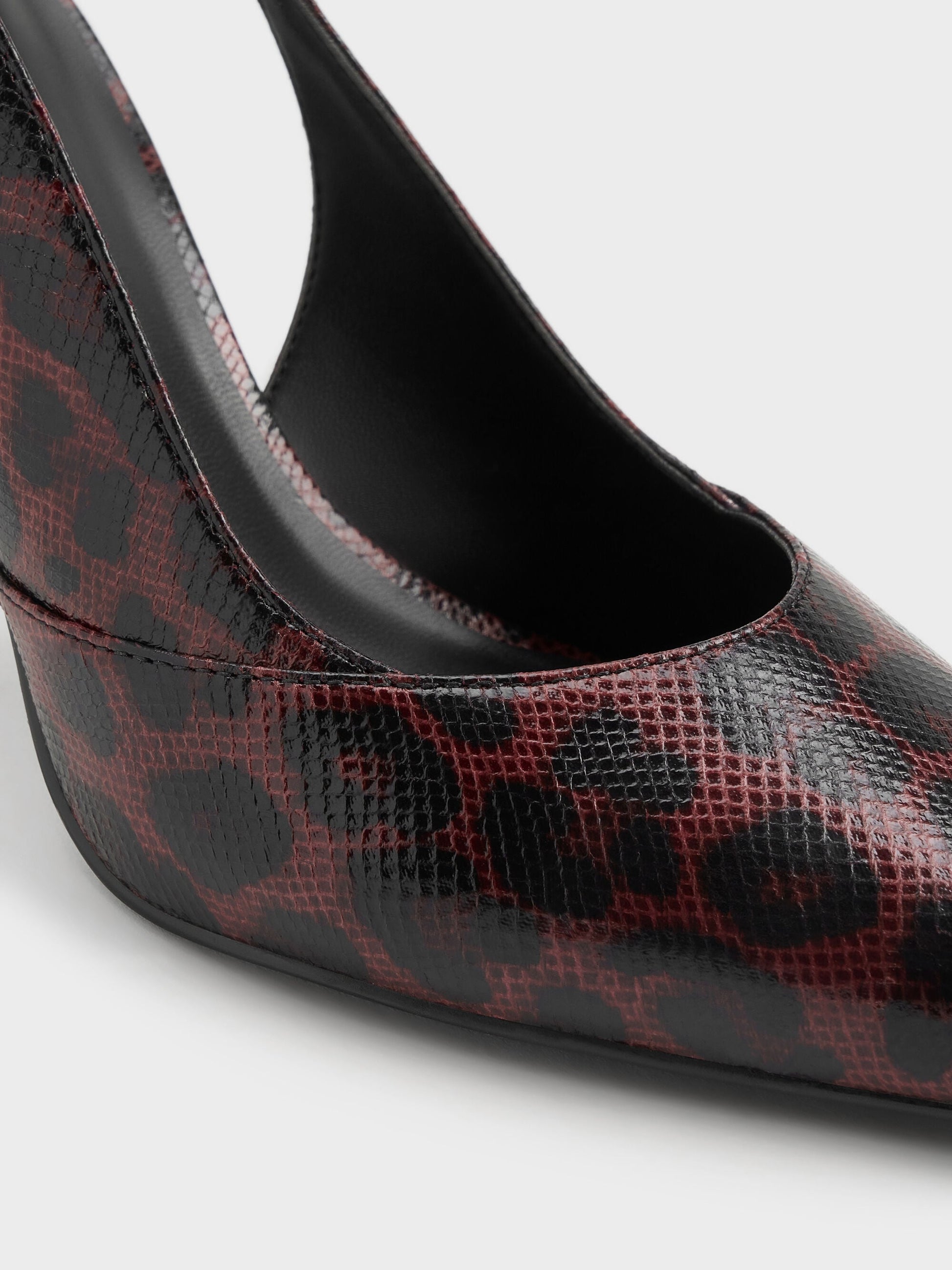Taylen Leopard-Print Slingback Pumps - Animal Print Burgundy | CHARLES & KEITH