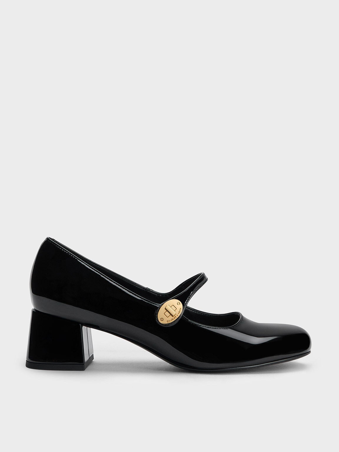 Hettie Patent Mary Jane Pumps - Black Patent | CHARLES & KEITH