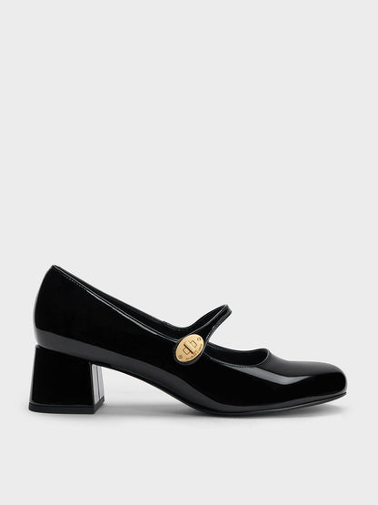 Hettie Patent Mary Jane Pumps - Black Patent | CHARLES & KEITH