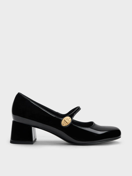 Hettie Patent Mary Jane Pumps - Black Patent | CHARLES & KEITH