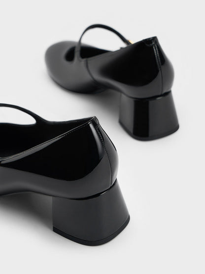 Hettie Patent Mary Jane Pumps - Black Patent | CHARLES & KEITH