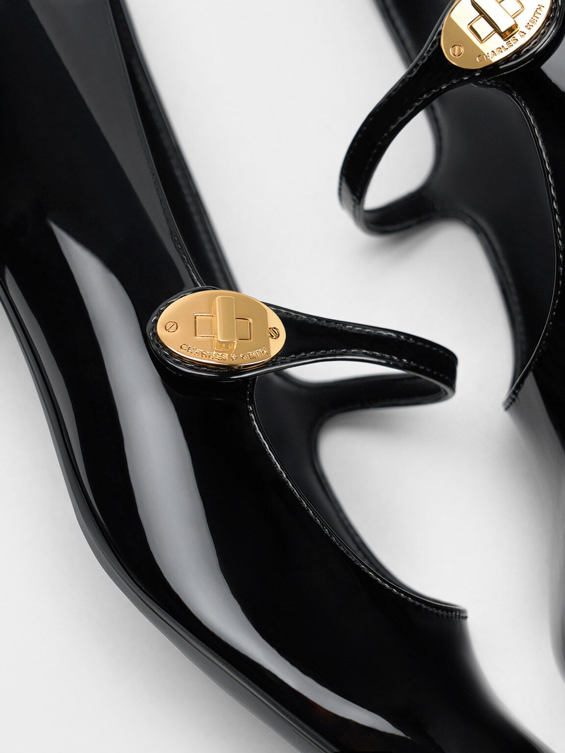 Hettie Patent Mary Jane Pumps - Black Patent | CHARLES & KEITH