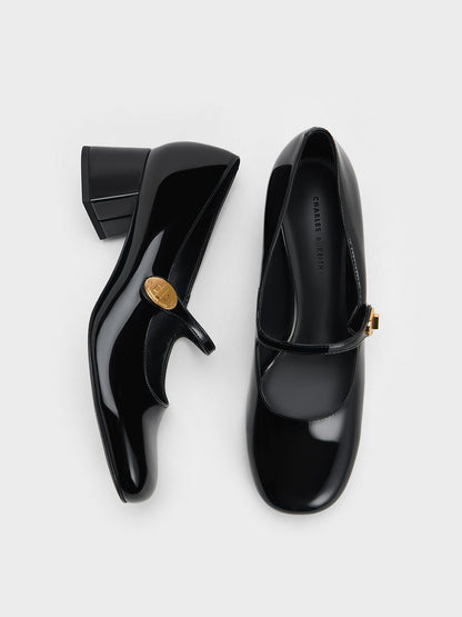 Hettie Patent Mary Jane Pumps - Black Patent | CHARLES & KEITH