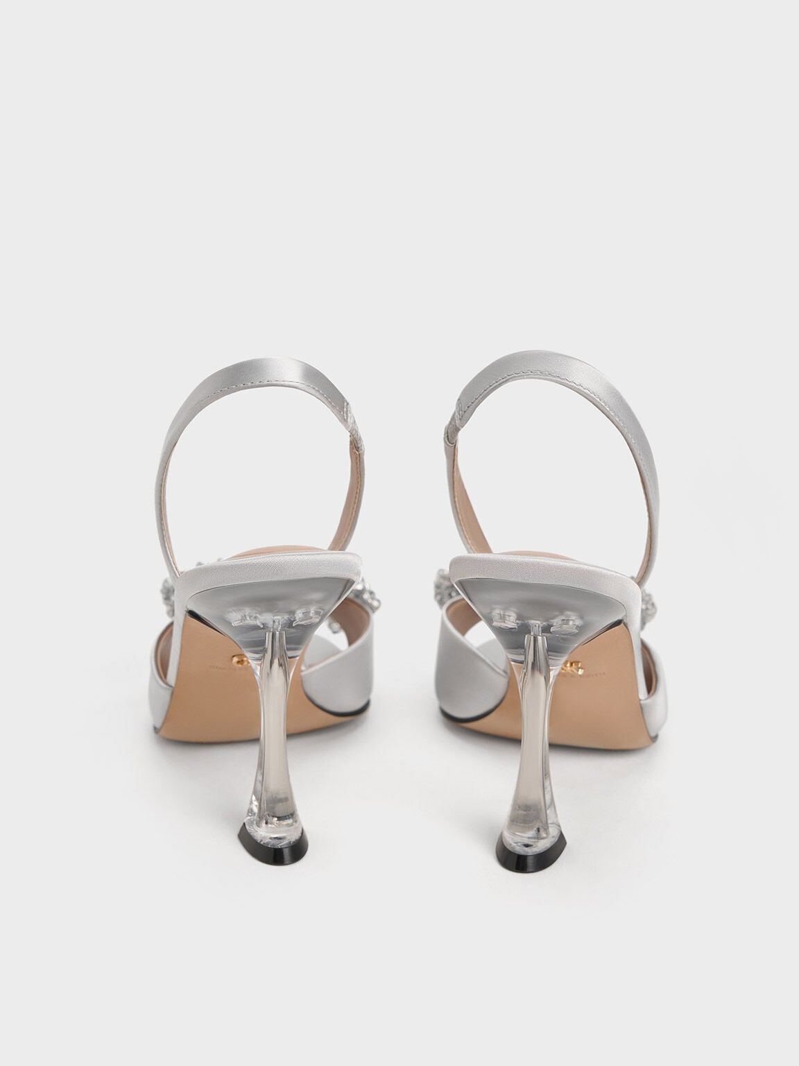 Beaded Bow Slingback Pumps - Silver | CHARLES & KEITH