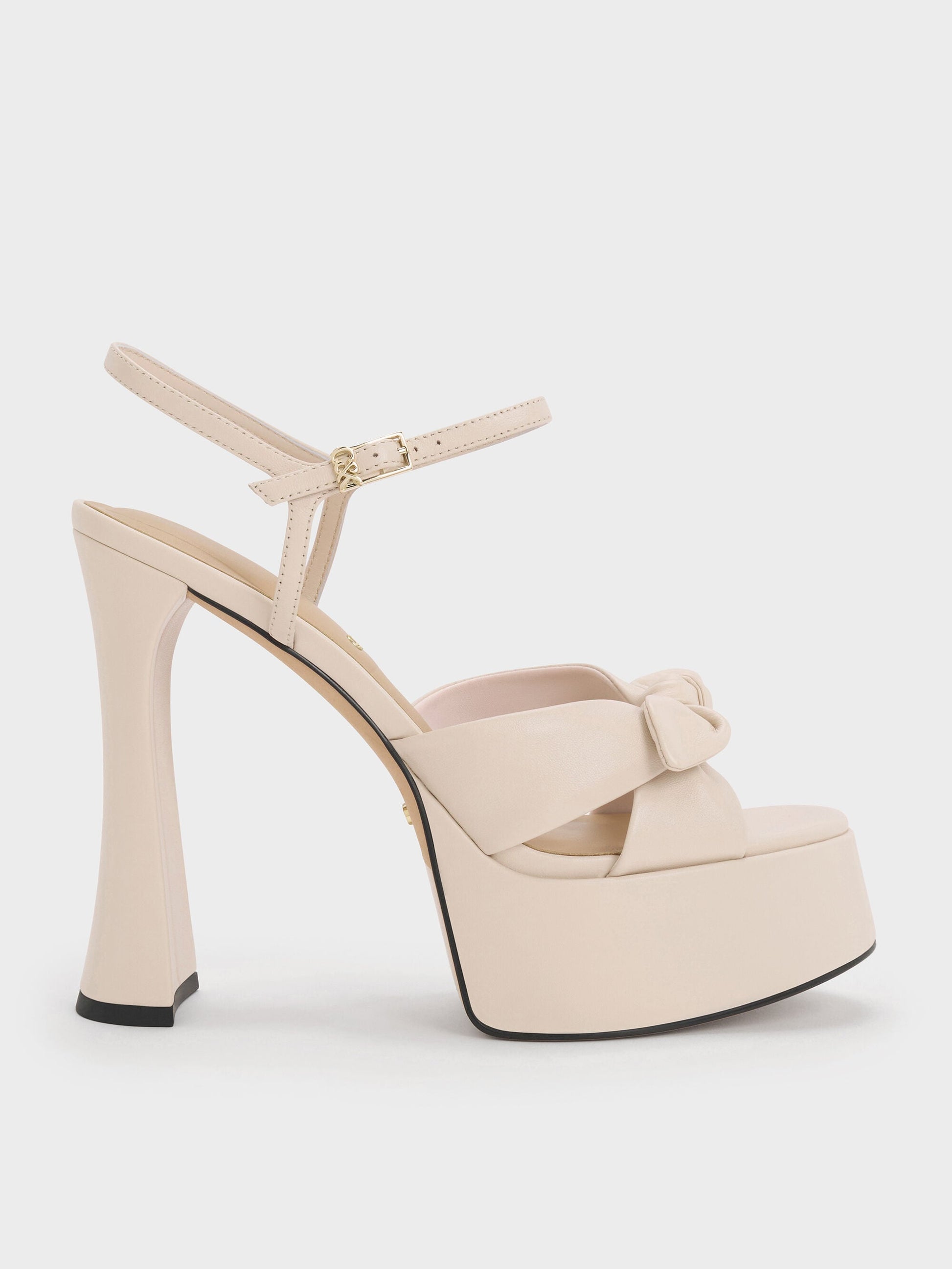 Jayce Leather Platform Sandals - Oat | CHARLES & KEITH