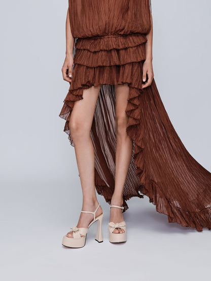 Jayce Leather Platform Sandals - Oat | CHARLES & KEITH