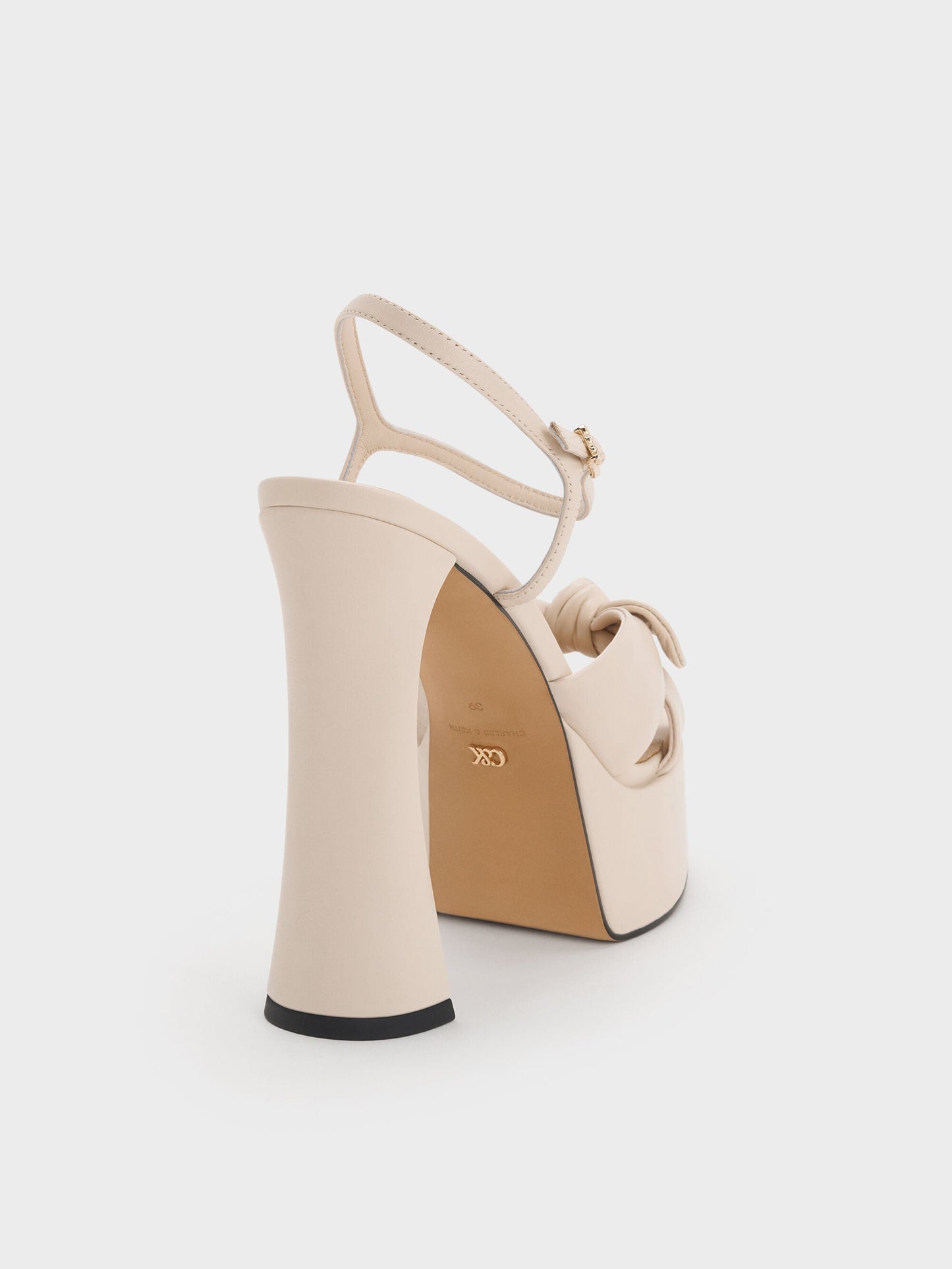 Jayce Leather Platform Sandals - Oat | CHARLES & KEITH
