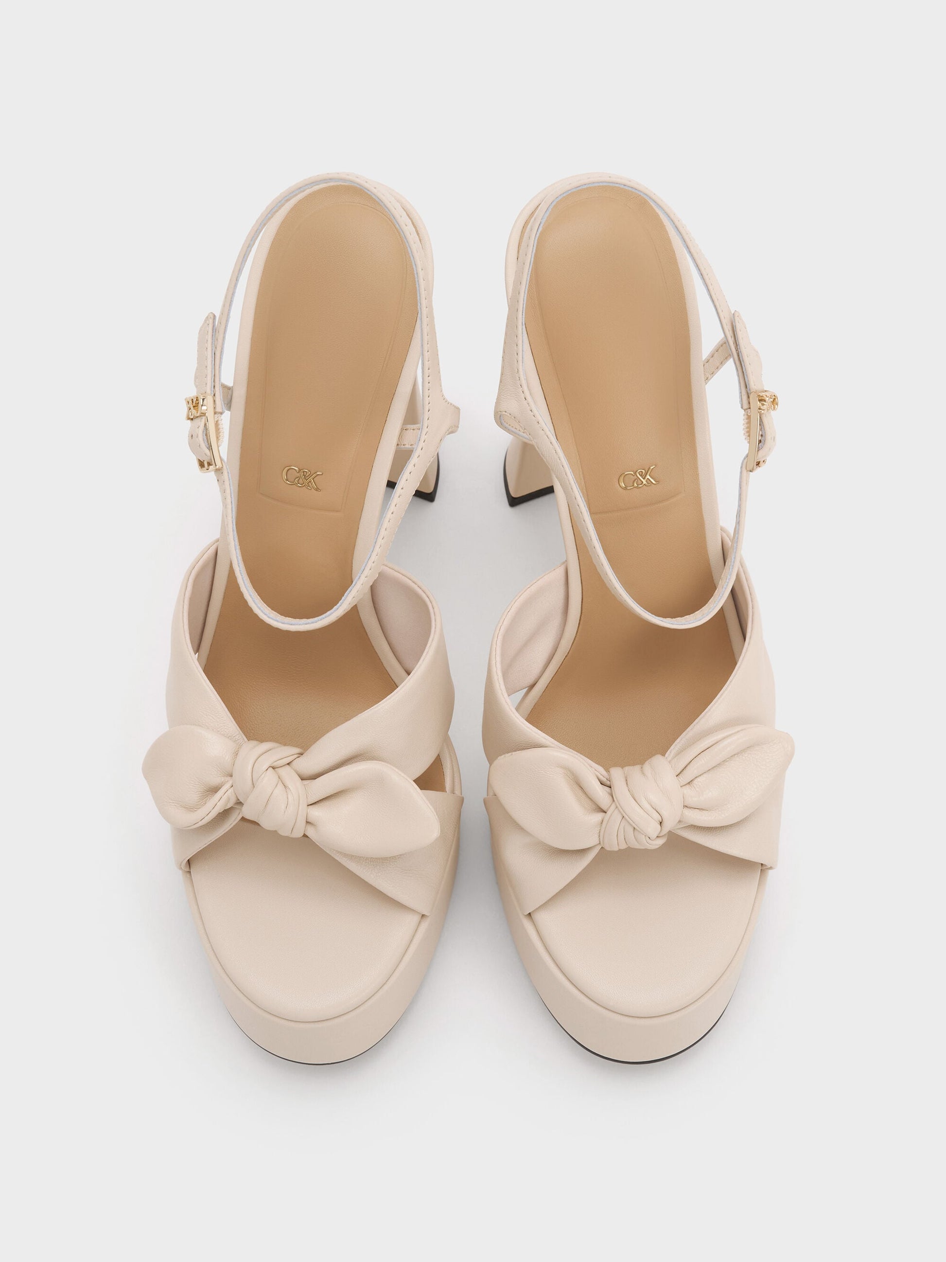 Jayce Leather Platform Sandals - Oat | CHARLES & KEITH
