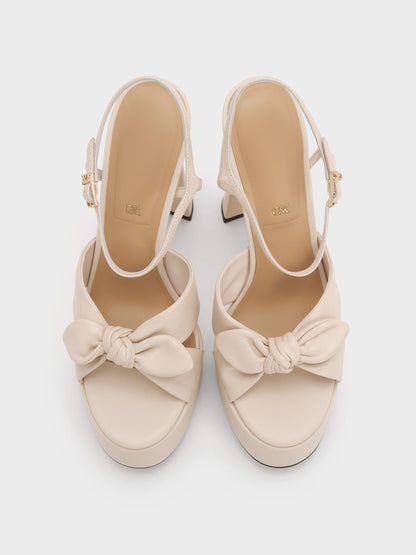 Jayce Leather Platform Sandals - Oat | CHARLES & KEITH
