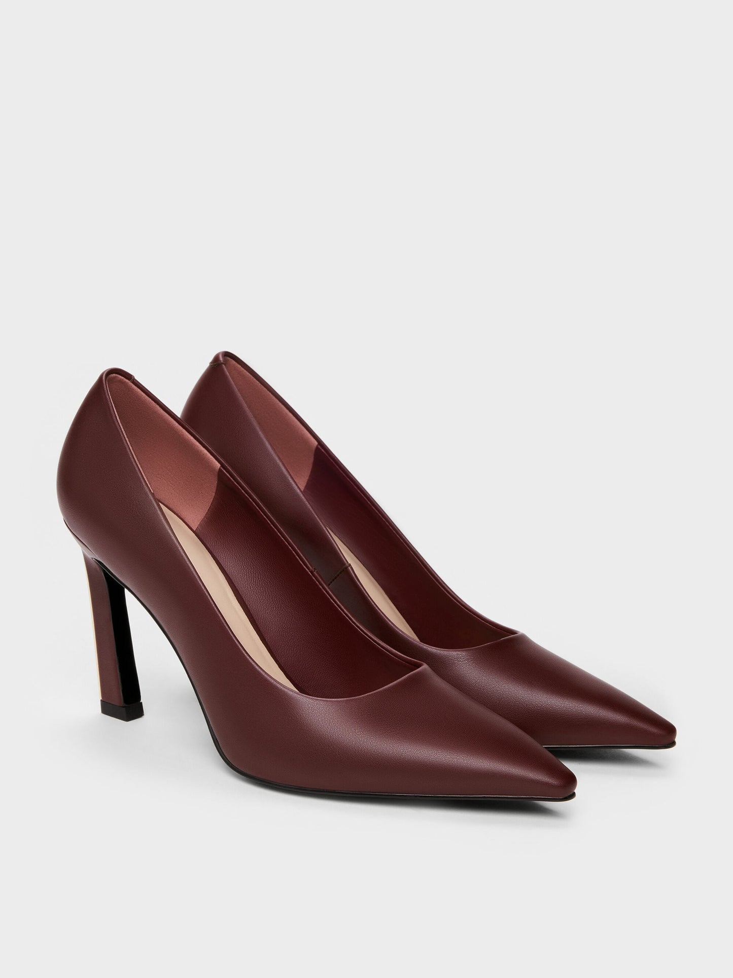 Kerra Pointed High Heels - Burgundy | CHARLES & KEITH