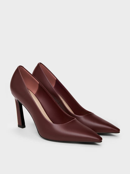 Kerra Pointed High Heels - Burgundy | CHARLES & KEITH