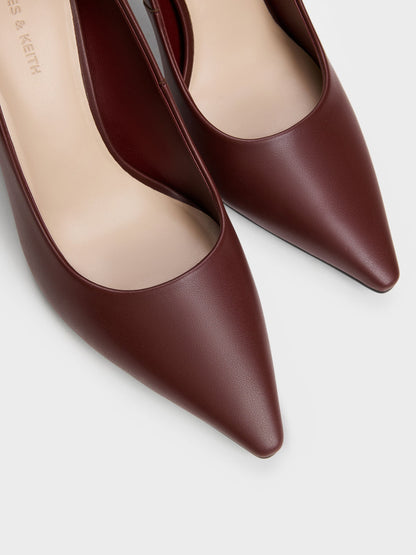 Kerra Pointed High Heels - Burgundy | CHARLES & KEITH