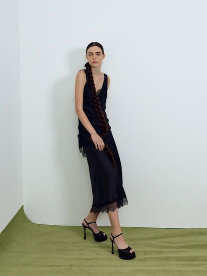 Francesca Peep-Toe Platform Heels - Black Textured | CHARLES & KEITH