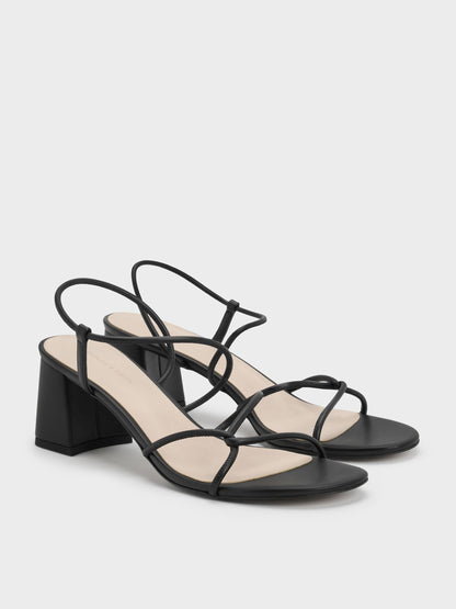 Meadow Strappy Block Heel Sandals - Black | CHARLES & KEITH