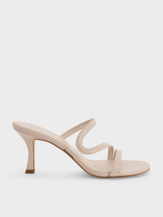 Arden Wavy Heeled Mules - Light Pink | CHARLES & KEITH