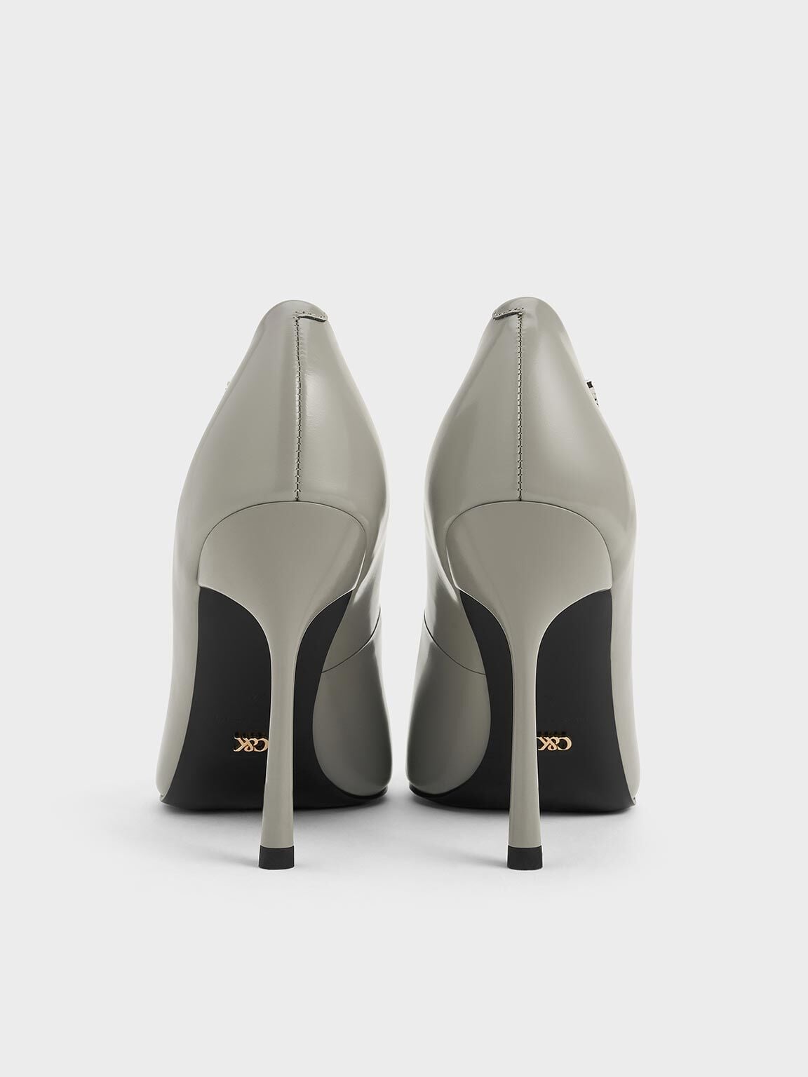 Kyra Leather Pointed-Toe Pumps - Grey | CHARLES & KEITH