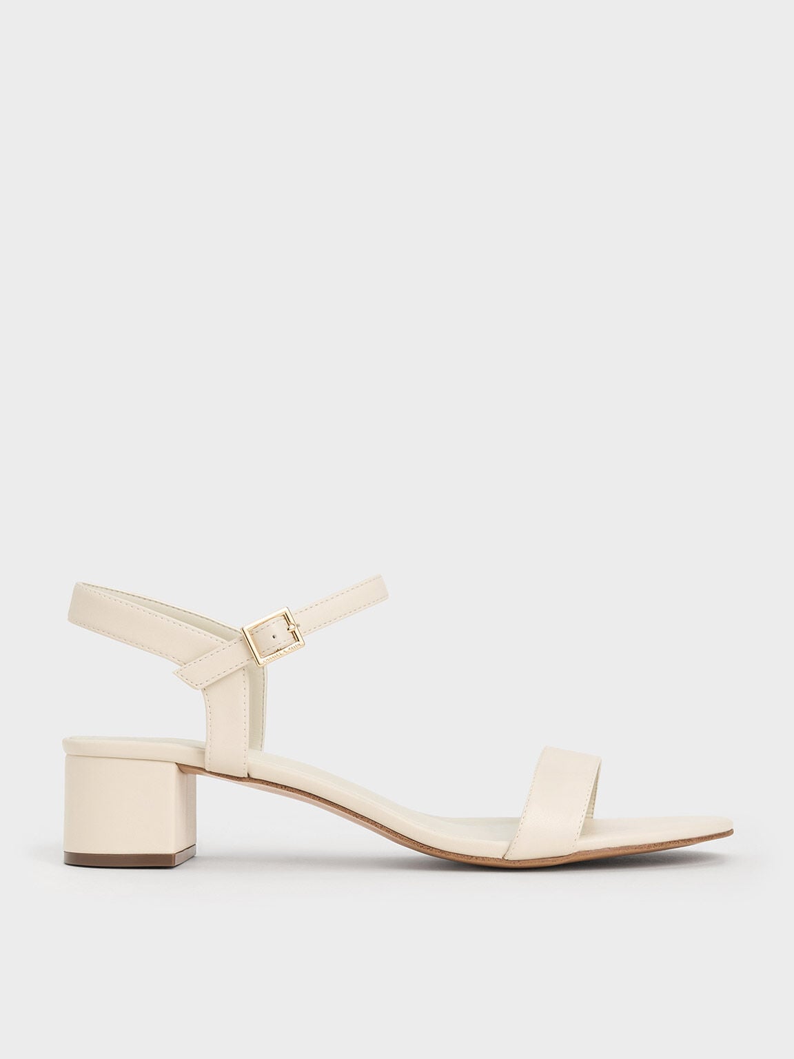 Alec Block-Heel Ankle-Strap Sandals - White | CHARLES & KEITH