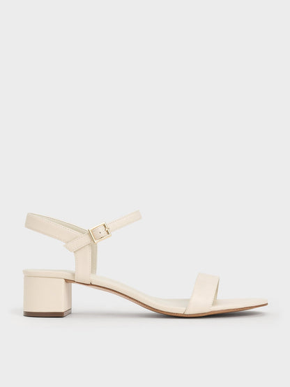 Alec Block-Heel Ankle-Strap Sandals - White | CHARLES & KEITH