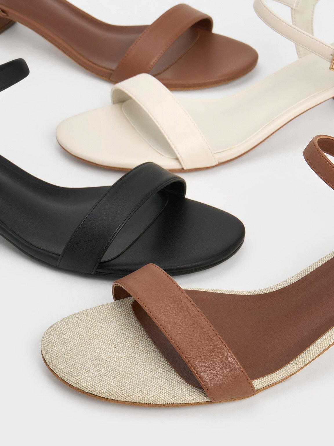 Alec Block-Heel Ankle-Strap Sandals - White | CHARLES & KEITH