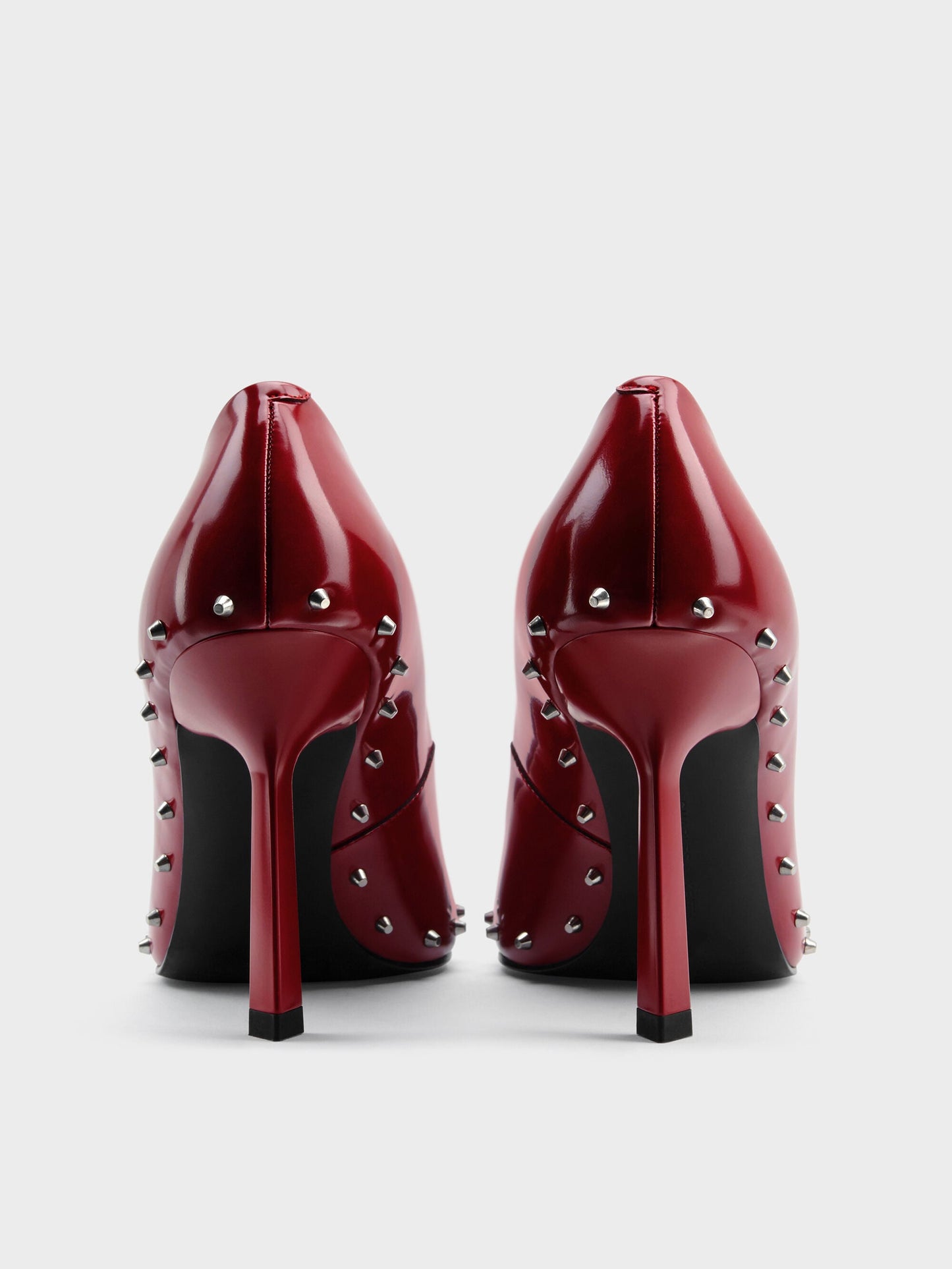 Coralie Studded Pointed Pumps - Red | CHARLES & KEITH
