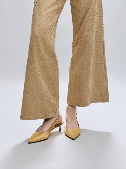 Curtis Metallic Slingback Kitten Heels - Gold | CHARLES & KEITH
