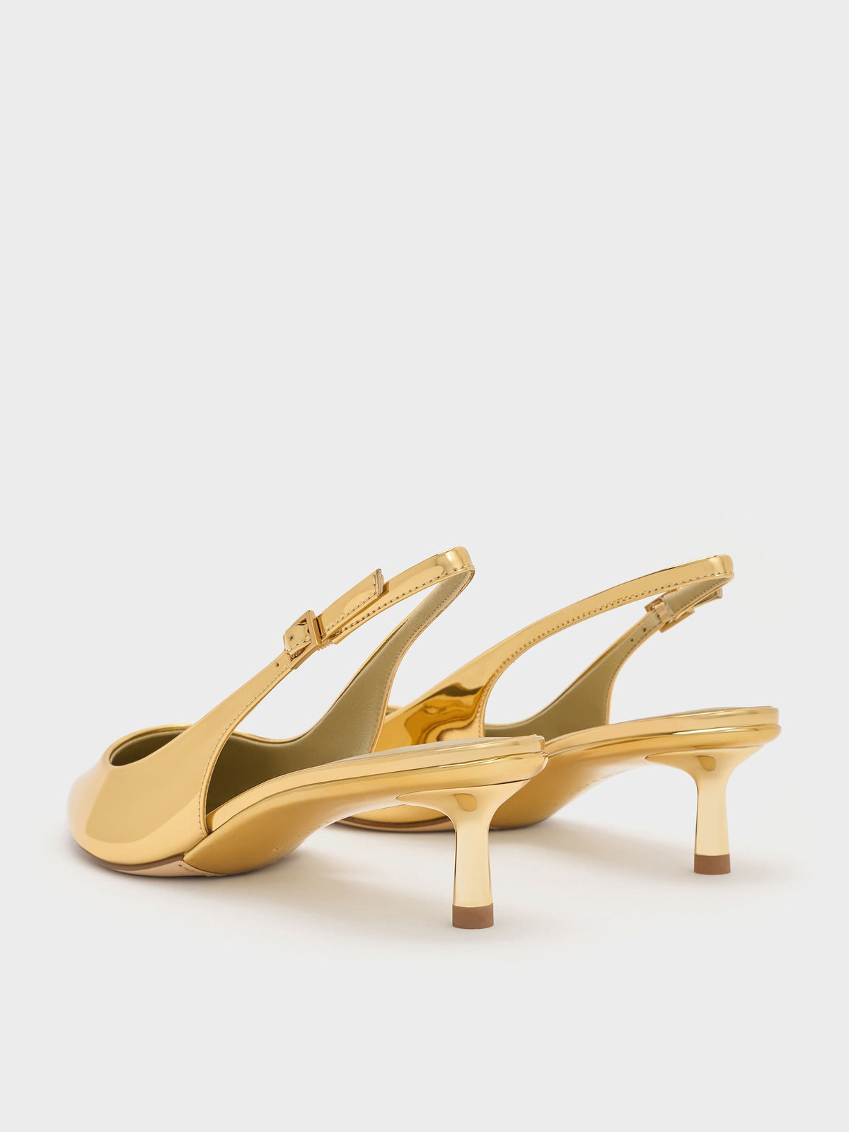 Curtis Metallic Slingback Kitten Heels - Gold | CHARLES & KEITH