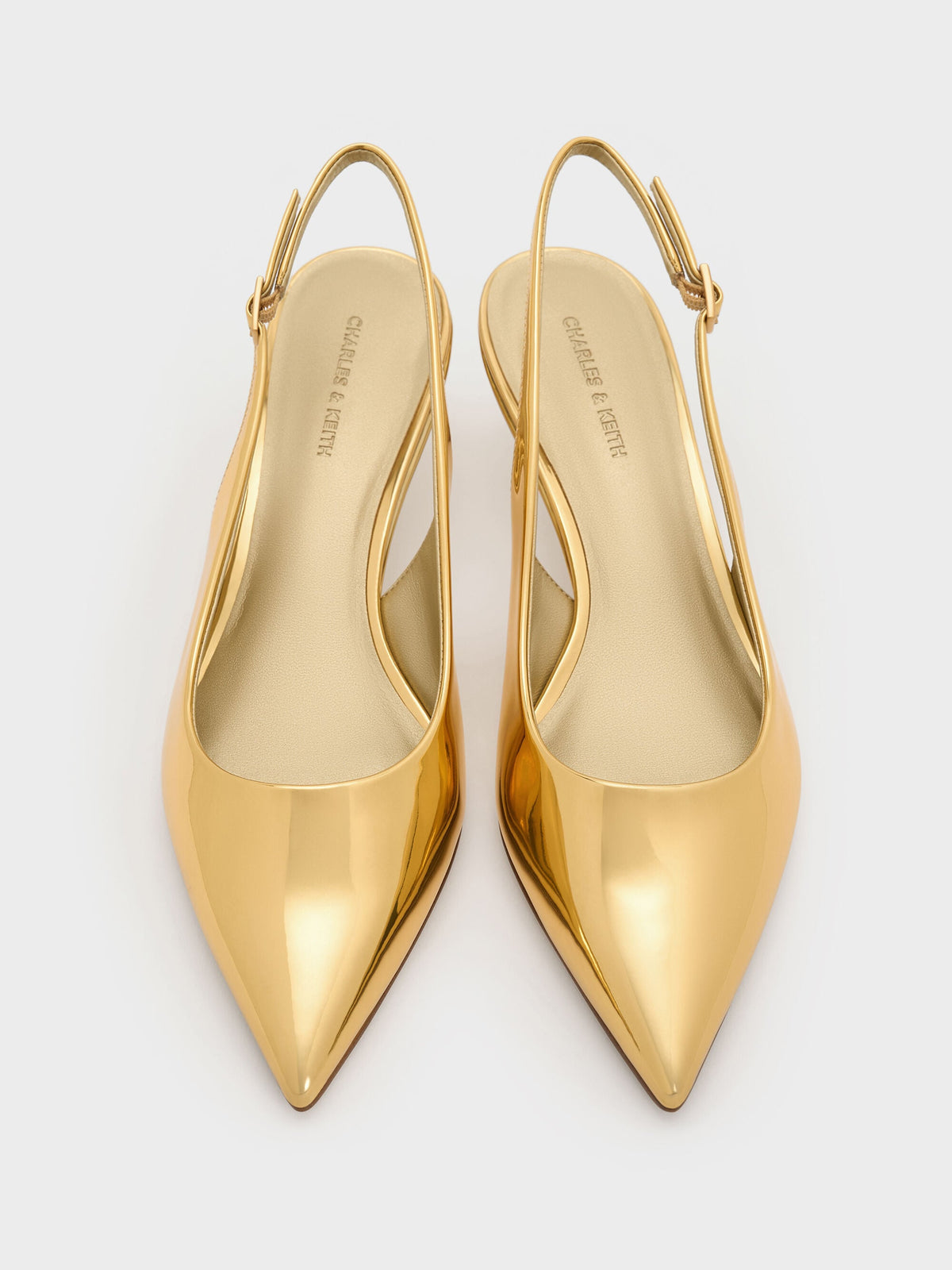 Curtis Metallic Slingback Kitten Heels - Gold | CHARLES & KEITH