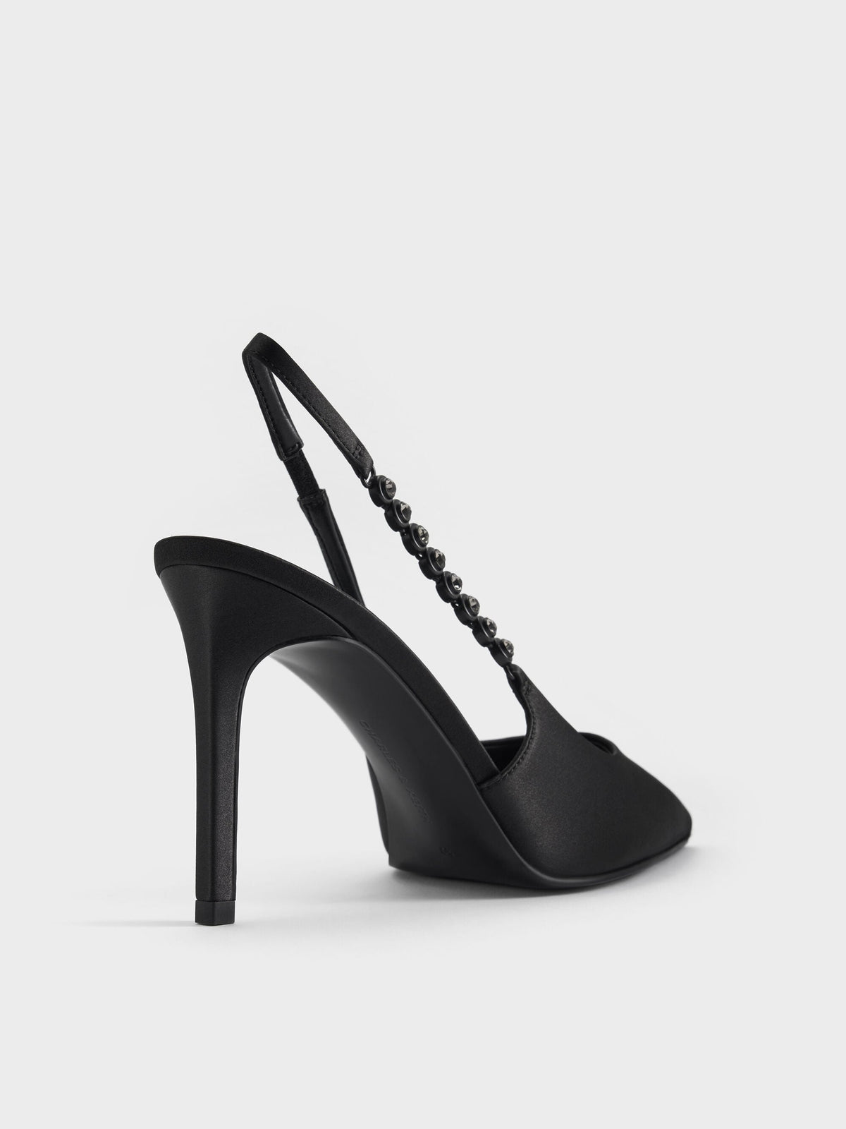 Flores Gem-Strap Slingback Pumps - Black | CHARLES & KEITH
