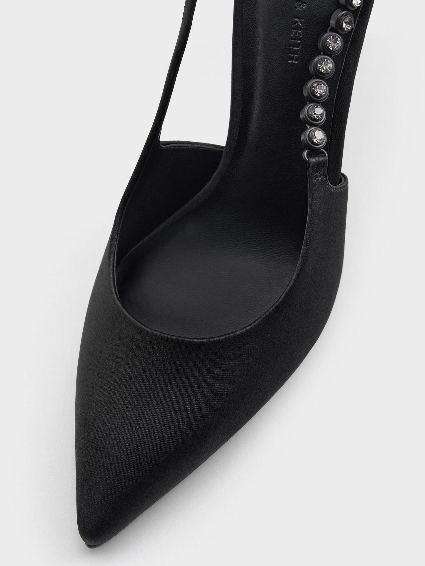 Flores Gem-Strap Slingback Pumps - Black | CHARLES & KEITH