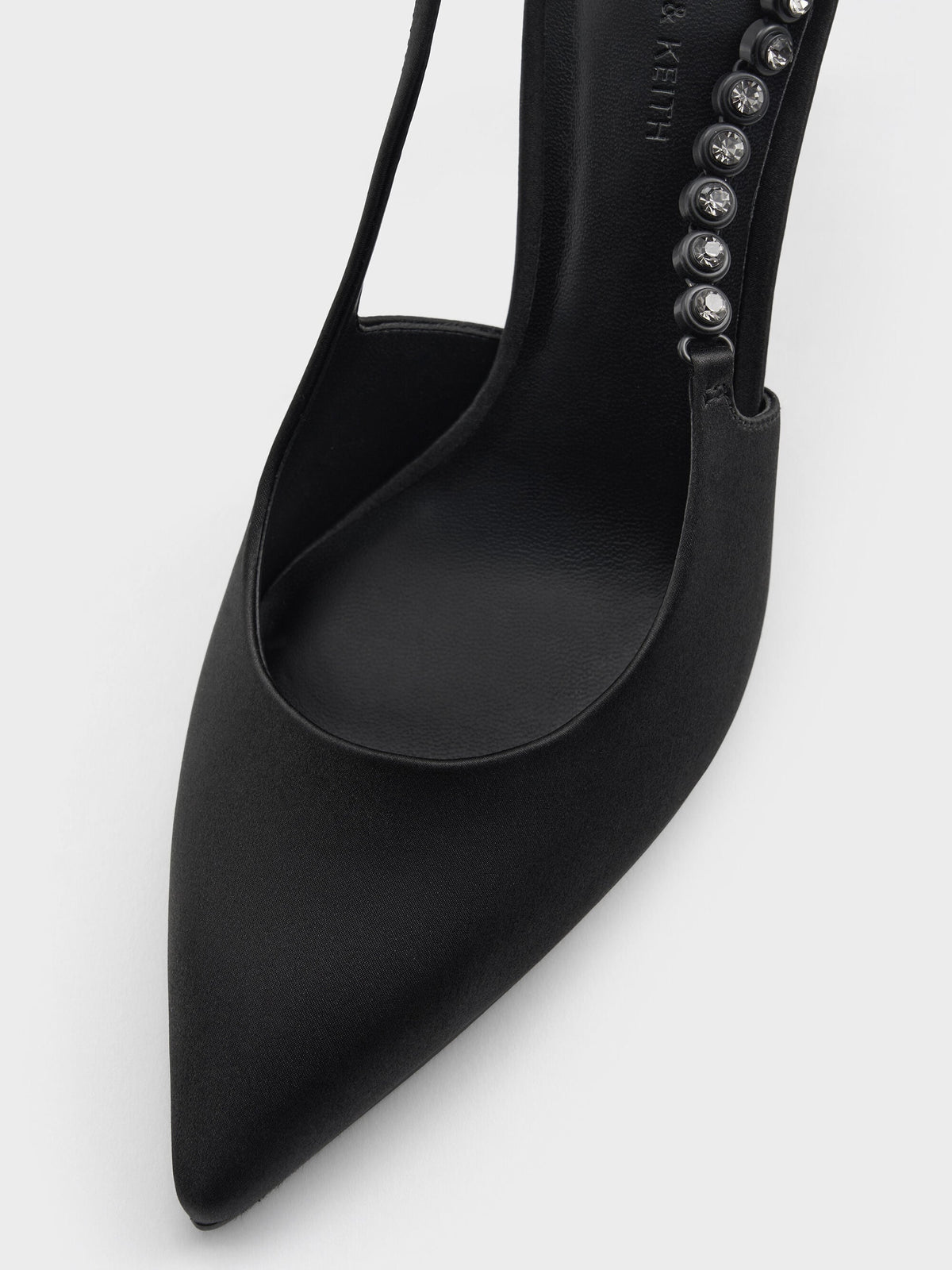 Flores Gem-Strap Slingback Pumps - Black | CHARLES & KEITH