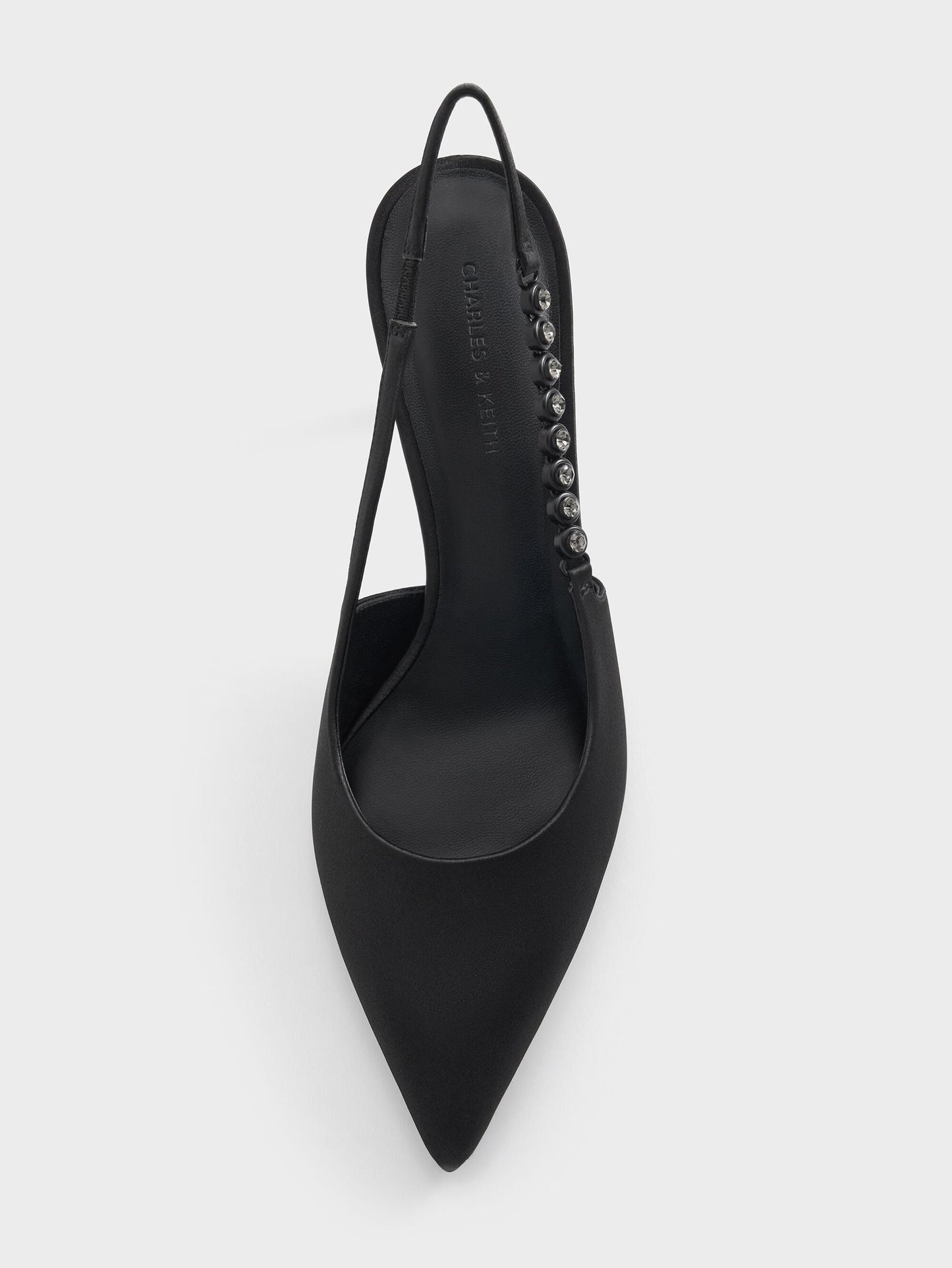 Flores Gem-Strap Slingback Pumps - Black | CHARLES & KEITH