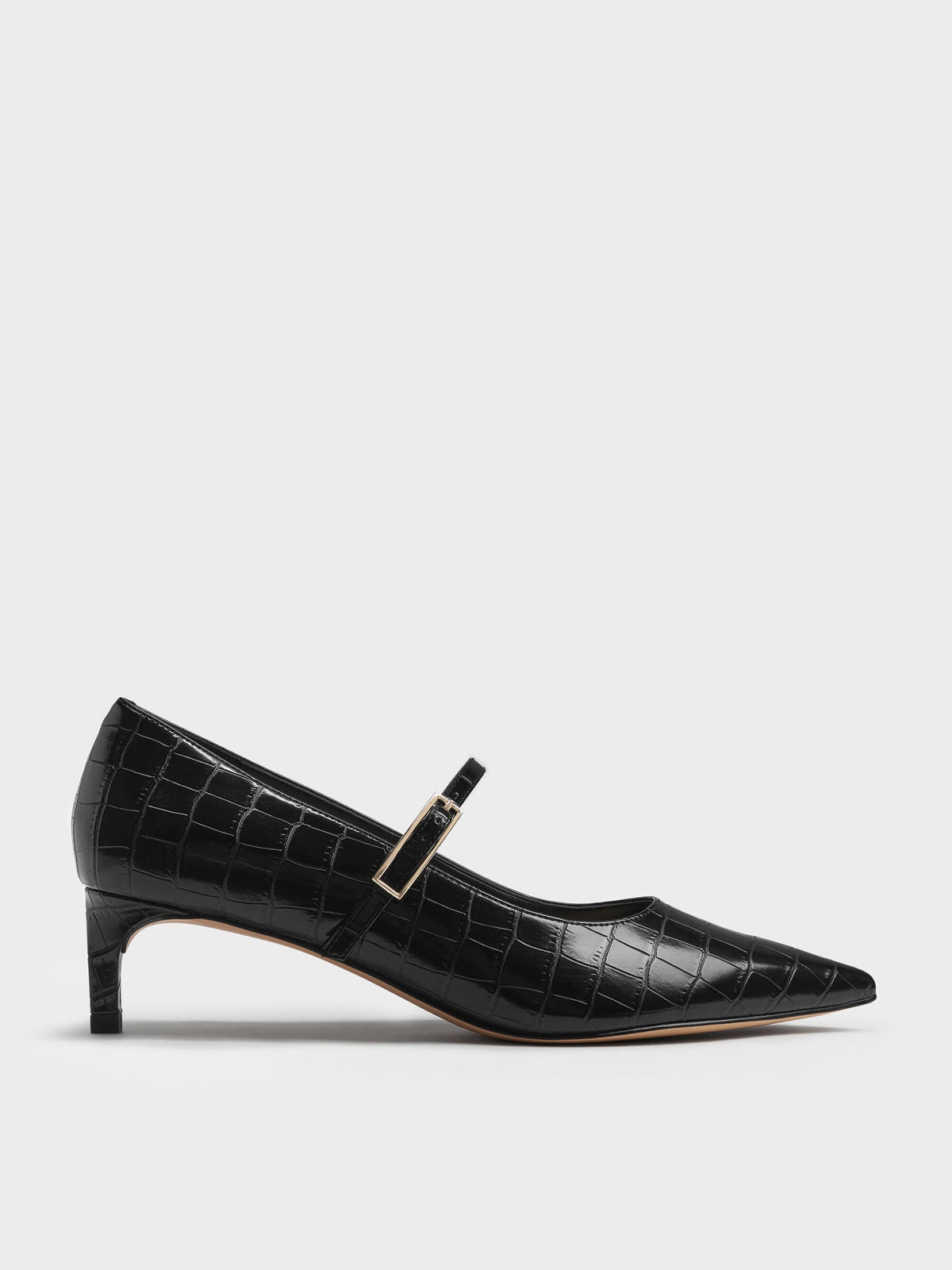 Luciana Croc-Effect Mary Jane Pumps - Animal Print Black | CHARLES & KEITH