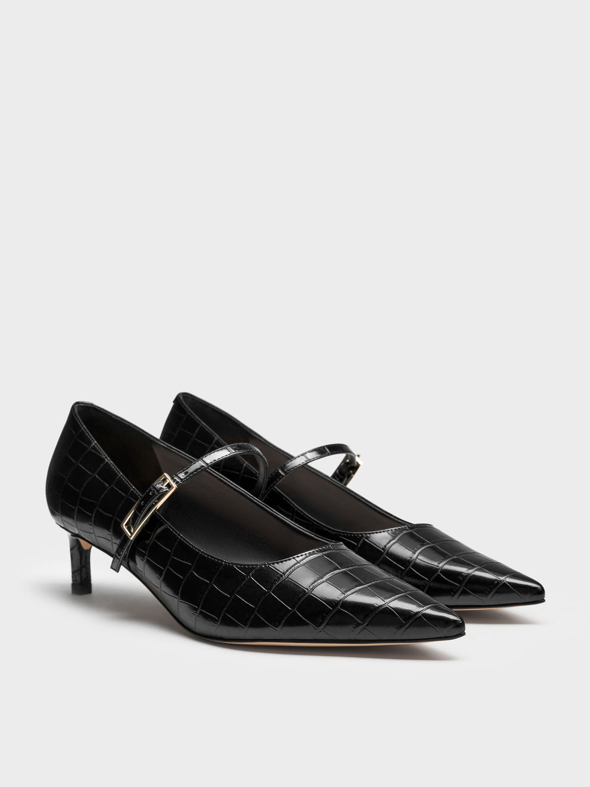 Luciana Croc-Effect Mary Jane Pumps - Animal Print Black | CHARLES & KEITH